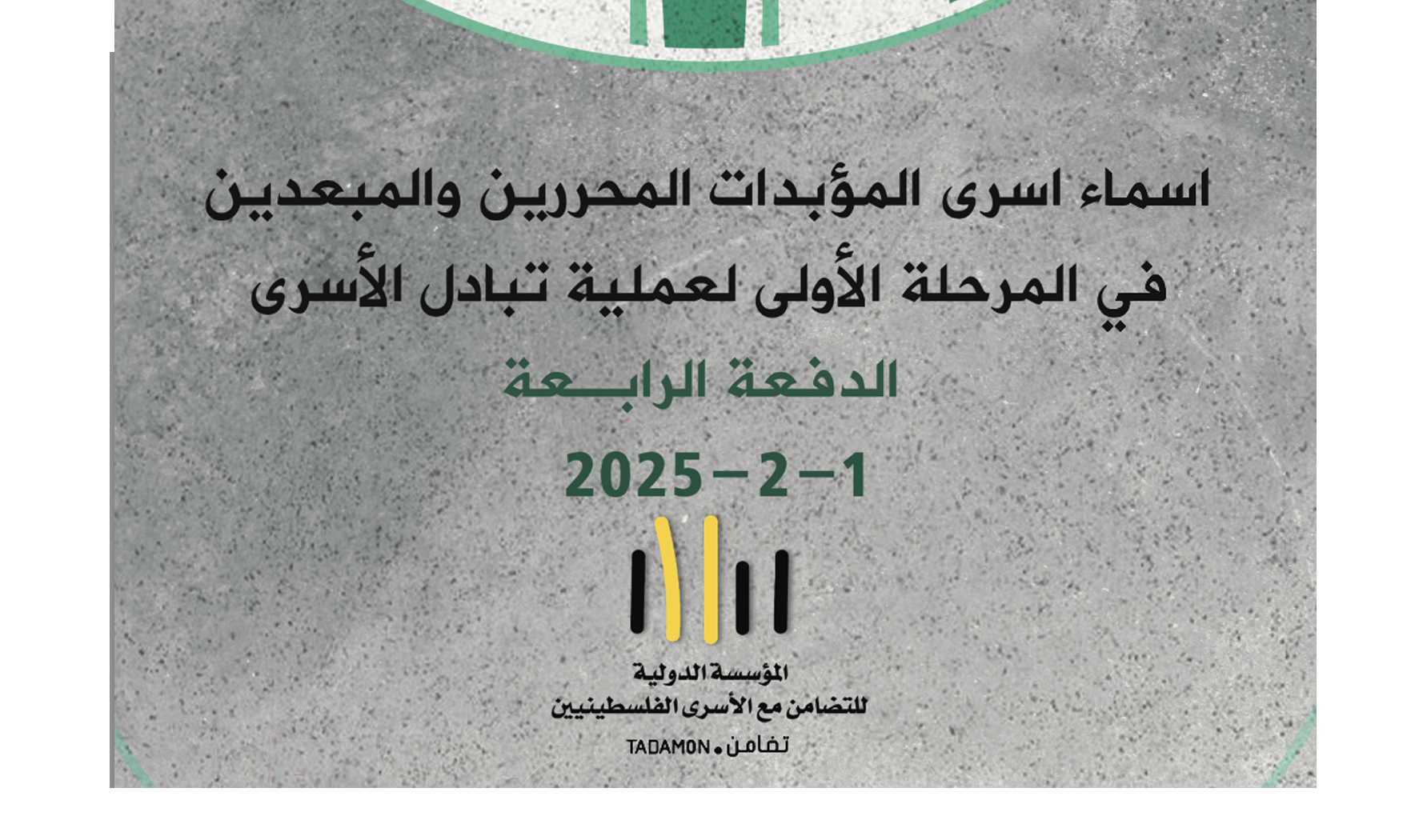 أسماء الدفعة الثالثة من أسرى المؤبدات المحررين والمبعدين منهم في المرحلة الأولى لعملية تبادل الأسرى بتاريخ ١-٢-٢٠٢٥